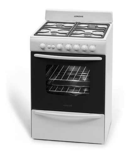 Imagen 3 de 3 de Cocina A Gas Longvie 13601bf 60cm Blanca Cajón Parrilla