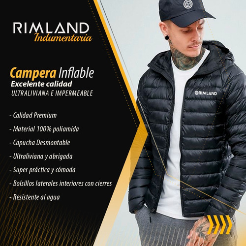 Imagen 5 de 9 de Campera Impermeable Hombre Inflable Con Capucha Rimland