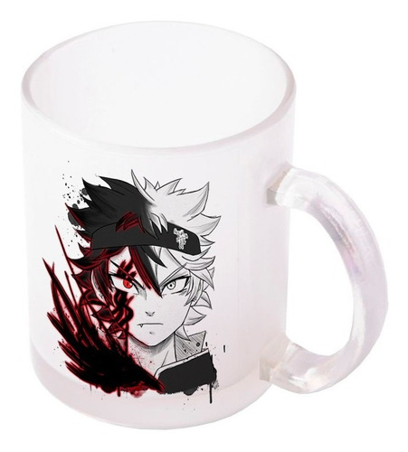 Taza Mug Vidrio Pavonada 11oz Anime Black Clover Asta Liebe