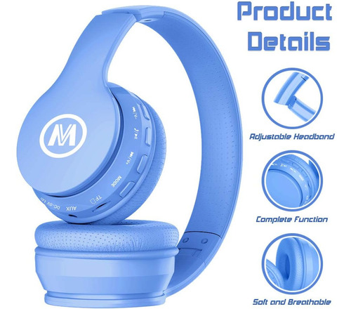 Auriculares Mokata, Infantiles, C/ Bluetooth, Azul Cielo