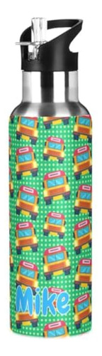 Custom School Bus Pattern Kids Sports Water Bottle Toddlers