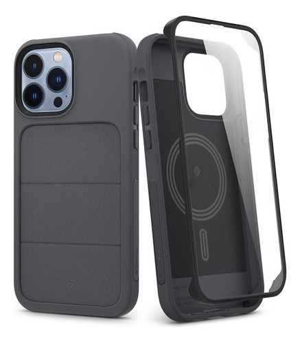 Funda Para iPhone 13 Pro 6.1 Gris Ergonomica + Protector