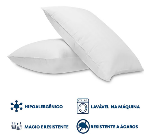 Kit 2 Travesseiro De Plumas Ganso Premium Toque Macio Cor Branco