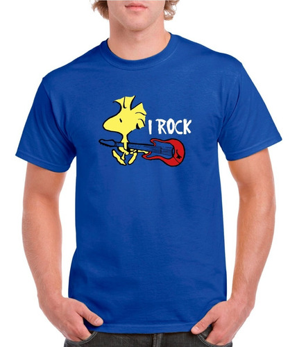 Polera Hombre Estampada Snoopy Woodstock Rock