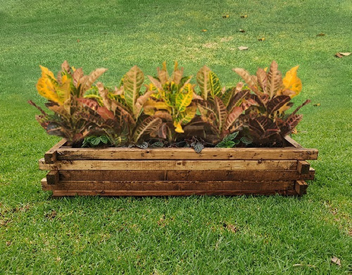 Imagen 5 de 8 de Maceta De Madera Tipo Jardinera De Barrotillo Color Roble