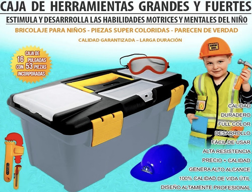 Imagen 2 de 8 de Caja Herramientas Grandes Colage Niños 16puLG 53pz Mod 41822
