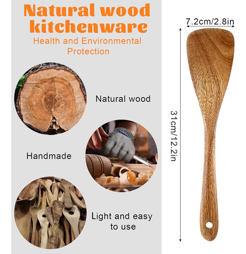 Espátula De Madera Plana Antiadherente 12 Pulgadas