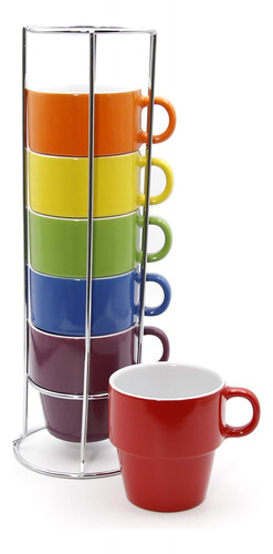 Color Gitano El 12 Oz. Juego De Tazas De Café Apilables Con 