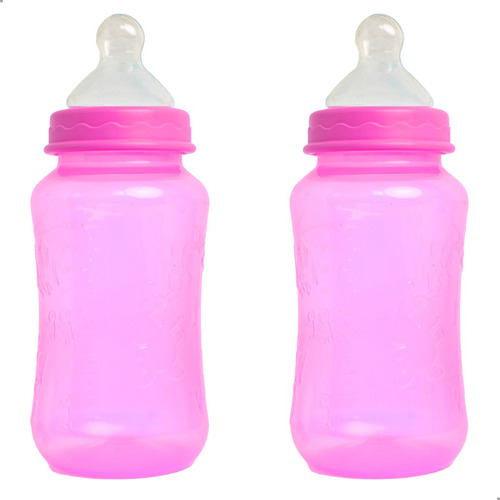 Kit 2 Mamadeiras Bico Ortodôntico Menino Menina 330ml