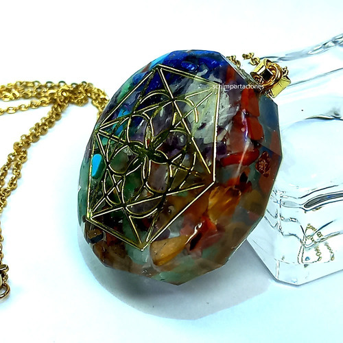 Orgón - Flor De Loto - 7 Chakras + Cadena Acero