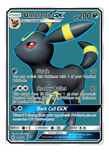 Cartas Pokemon Umbreon Gx 142/149 Full Art Chacarita