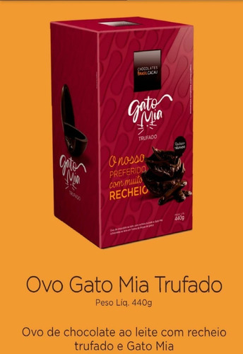 Ovo Trufado Gato Mia 440g-chocolates Brasil Cacau