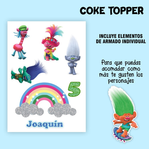 Cake Topper Kit Imprimible Adorno Torta Cars Trolls 2 Niño