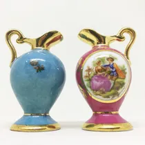 Comprar Excelente Y Antiguo Par De Jarras Miniatura Limoges 1930