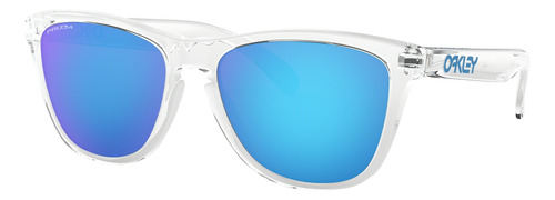 Anteojos de sol Oakley Frogskins Standard con marco de o matter color crystal clear, lente sapphire de plutonite prizm, varilla crystal clear de o matter - OO9013