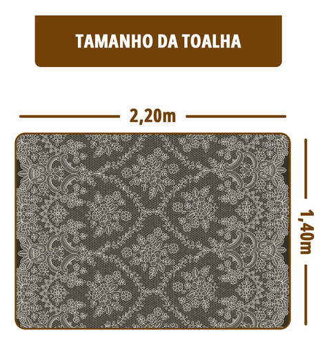 Toalha Mesa Plástica Térmica Renda Can Mr 8 Lugar 1,40x2,20 Cor Estampada RENDA CANNES MARROM