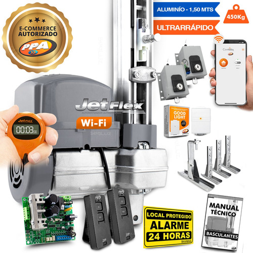 Kit Motor Ppa Bv 1/2 Wifi Jetflex 2 Trava 4 Sup Portão 450kg