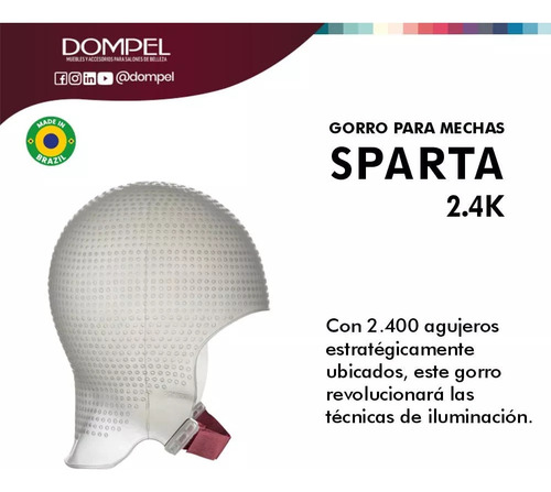 Gorro De Pelo Dompel Sparta De Silicona De 2,4 K Con Mechas,