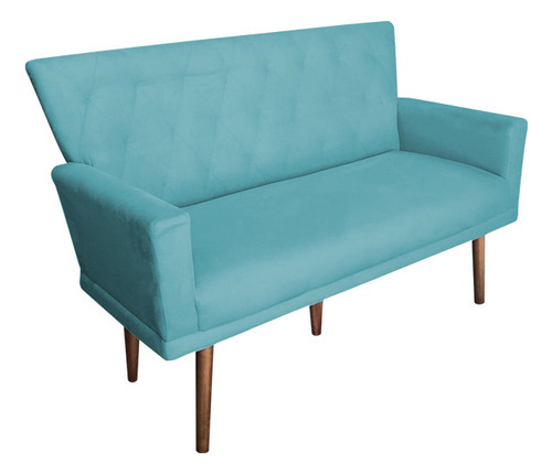 Namoradeira + 2 Poltronas Aurora + Puf Redondo Suede Azul Turquesa