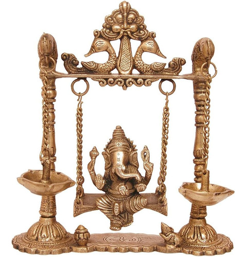 Aakrati Brass Ganesha Swing Con Lámpara De Aceite Con Diseño