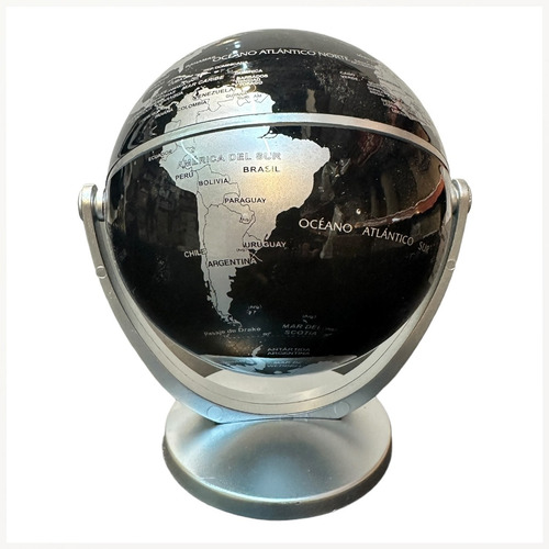 Globo Terráqueo 10 Cm Ø Base Plástico 107 Multigiro Negro Gris