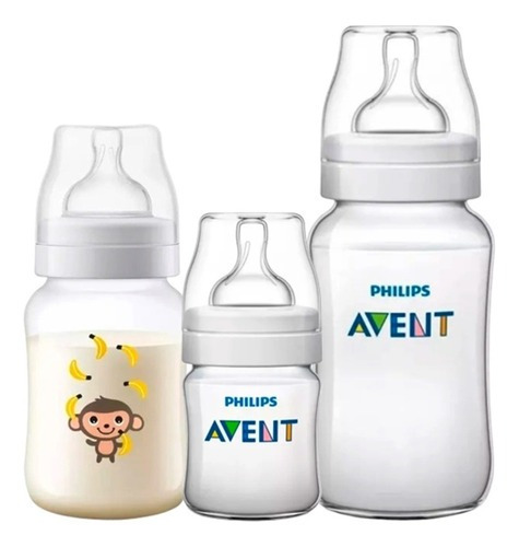 Kit 03 Mamadeira Philips Avent Classica 125/260/330ml Macaco