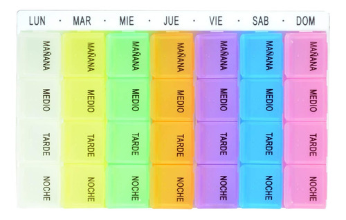 Pastillero Semanal 4 Tomas Diarias Español Días Desmontables