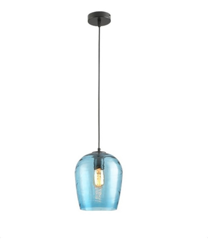 Lámpara Colgante Suspendida Estilo Clásico Diseño Campana De Vidrio Azul Zócalo E27 220v Demasled