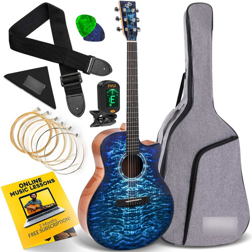 Blue Ocean Ripple Guitarra Acustica Cuerda Acero Parte Abeto