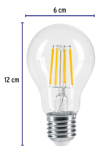 Lámpara Led Tipo A19 6 W Con Filamento Luz Cálida, Blíster
