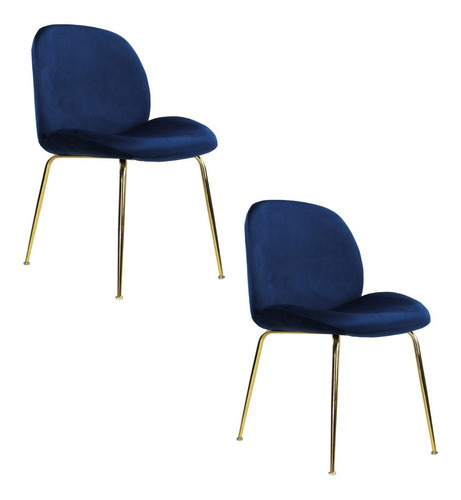 Set 2 Sillas Mundo In Treviso Velvet Terciopelo Para Comedor Color de la estructura de la silla Azul
