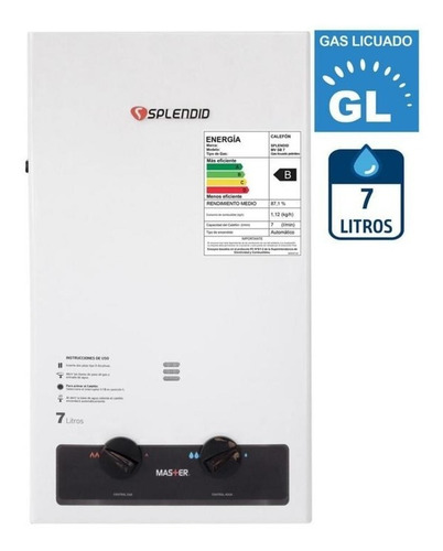 Calefont Gas Licuado 7 Litros Tiro Natural Splendid