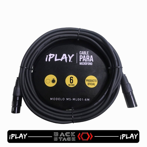 Imagen 1 de 7 de Iplay Ms-ml001-6m Cable P/ Micrófono 6 Metros Conector Xlr
