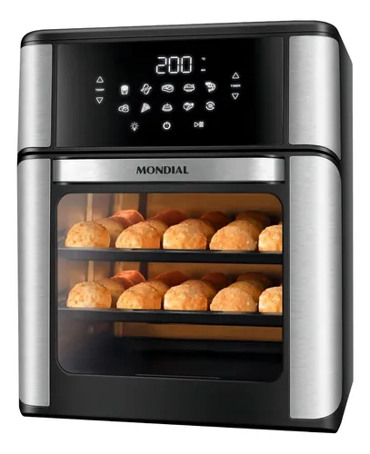 Fritadeira Air Fryer Forno Oven 12L Mondial Preto/Inox 2200W AFON-12L-BI