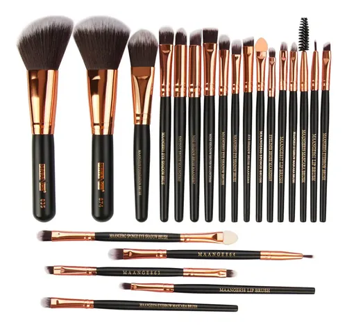 Kit de 22 Pincéis De Maquiagem Profissionais Preto e Dourado Maange Pincel Maquiagem Sombra Pincel Corretivo Olhos Pincel De Sombra Pincel De Blush