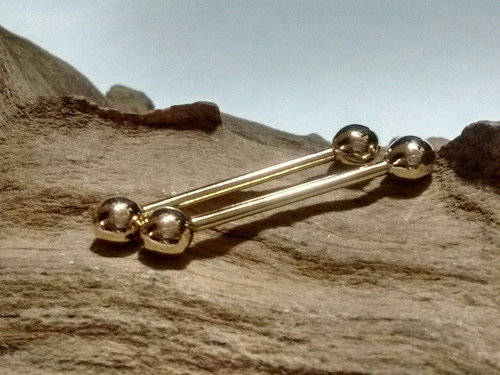 2 Piercings Barbell 1,2x16mm Ouro 18k Joalheria Artesanal