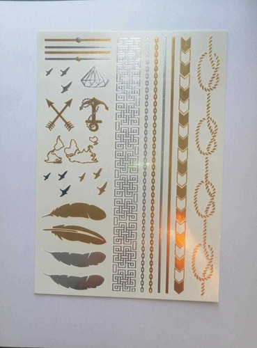 Tatuajes Temporales, 1 Pcs Mezcla Metálica, Oro ,plata