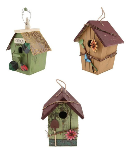 3pcs Bird House Birdhouse Comedero Choza Para Jardín