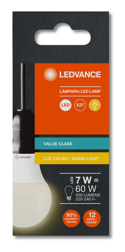 Imagen 6 de 8 de Lámpara Foco Led Osram 7w Luz Calida E27 Pack X 10