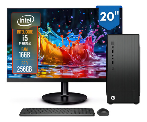 Computador Completo 2Eletro Top Intel Core i5, 16GB RAM, SSD 256GB, Bivolt, Monitor 20" LED - CD2E-0113TO