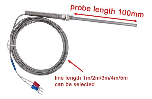 Sensor De Temperatura A Inox Termocople Ti K Probeta 5-100mm