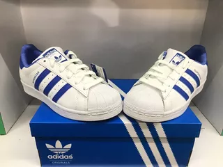 Tenis adidas Superstar Originales Color Blanco/azul Nuevo