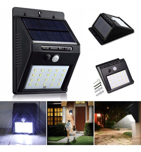 Foco Exterior Solar Led Con Sensor De Movimiento A Bateria