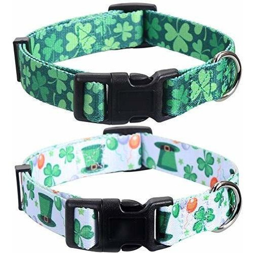 2 Pack 's Day Dog Collar Ajustable Cuatro Leaf Clover 17rqm