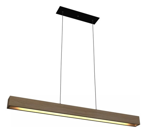 Luminaria Teto Pendente 130cm De Madeira Lustre Retangular Cor Laminado 110V/220V