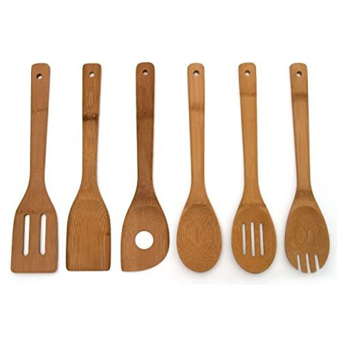 826 Bamboo Wood Kitchen Tools In Mesh Bag, 6-piece Set