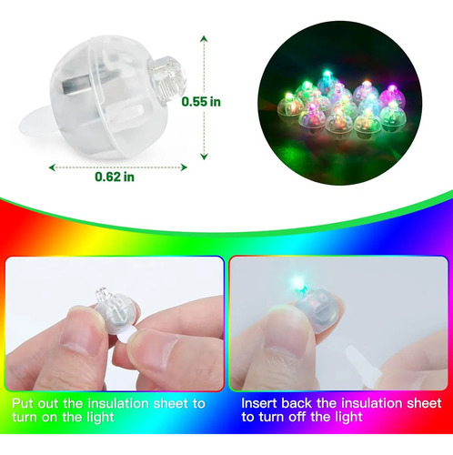100 Pzs Mini Luces Led Redondas De Globos De Luz De Colores