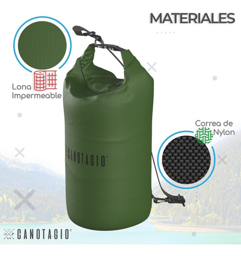 Bolsa Seca Impermeable P/ Pesca Campismo Playa Buceo 10 Lts Color Verde Militar