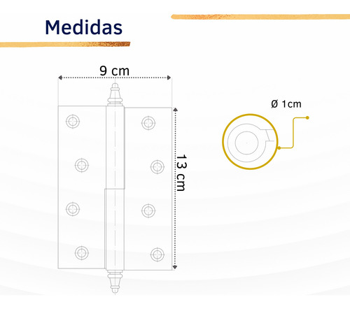 Bisagra Cuadrada 3-1/2 X3-1/2 Dorada (pack 2 Pz ) ***
