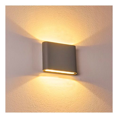 Pack 5 Apliqué Led De Pared Cuadrado Gris 2*5w Luz Cálida